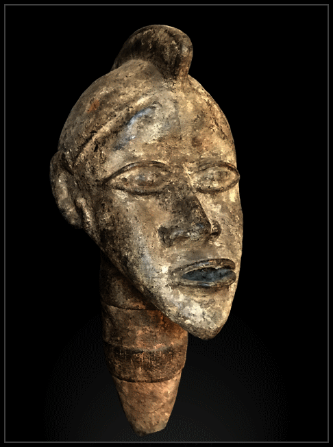 art africain tête piquet bronze lobi burkina faso
